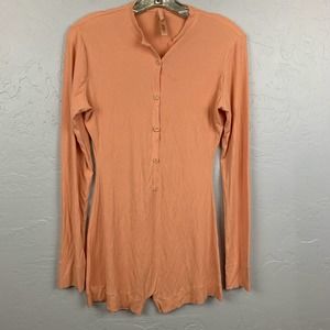 SKIMS Peach Button-Up Onesie Large